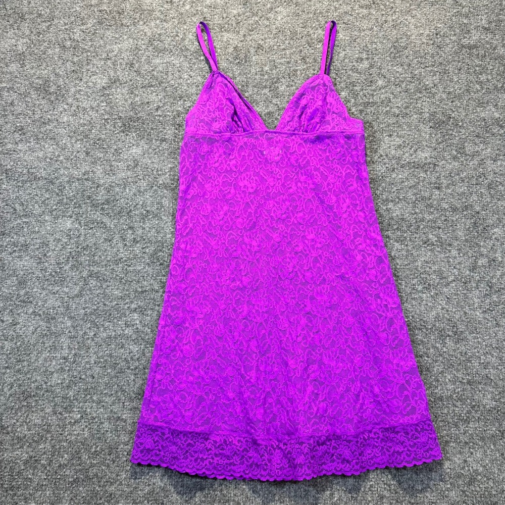 Victoria's Secret Lace Chemise Women Size M Purple Sheer Floral Lingerie Slip